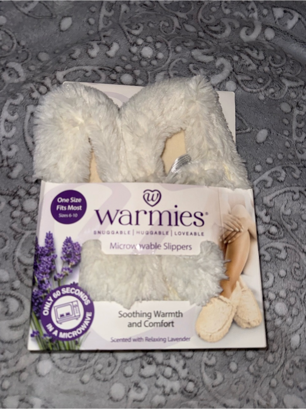 Warmies Microwavable Lavender Slippers – Cream – Women’s 6–10